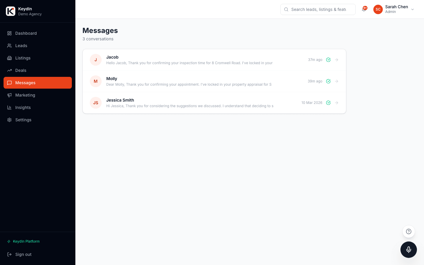 KeydIn AI auto-reply conversation example